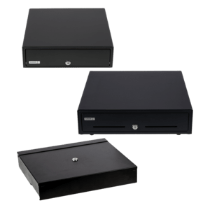 ANKER MDX13E, Kit, anthrazit, Kassenlade, Frontöffnung (manuell), Maße (BxHxT): 330x89x360mm, Einsatz: 5 Scheinfächer (horizontal), 8 Münzfächer, 3 pos. Schloss, gleiche Schließung, Anschluß an Kassendrucker, RJ12, 24V, inkl.: Kabel (RJ12), Farbe: anthraz