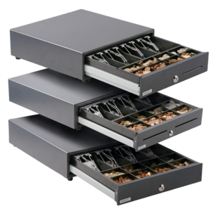 Anker MDZ16, Kit, anthrazit, Kassenlade, Frontöffnung, Einsatz: 4 Scheinfächer (horizontal), 8 Münzfächer, 1 receipt compartment, removable, 2 Scheckfächer, 3 pos. Schloss, gleiche Schließung, Maße, B 410mm, H 100mm, T 415mm, inkl.: Kabel (RJ12, 1,5 m), F