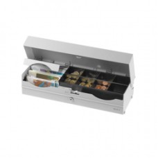Diebold Nixdorf KA21, schwarz, Kassenlade, Klappdeckel, Maße (BxHxT): 461x102x163mm, 4 Scheinfächer, 8 Münzfächer, 1 Scheckfach, 2 pos. Schloß, gleiche Schließung, separat bestellen: Schnittstellenkabel, Auslöser Modul, Farbe: schwarz