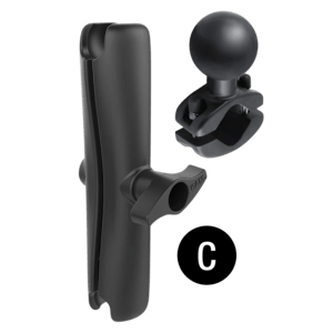 RAM Mounts Aufbau-Set, RAM Mounts Aufbau-Set - runde Basisplatte (AMPS), mittlerer Verbindungsarm, C-Kugel (1,5 Zoll), im Polybeutel