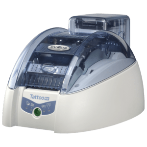 Evolis Tattoo2 RW, einseitig, 12 Punkte/mm (300dpi), USB, Ethernet, Contactless, weiß, blau